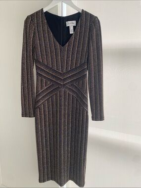 Joseph Ribkoff Glitter Stripe Fitted Dress Size 6